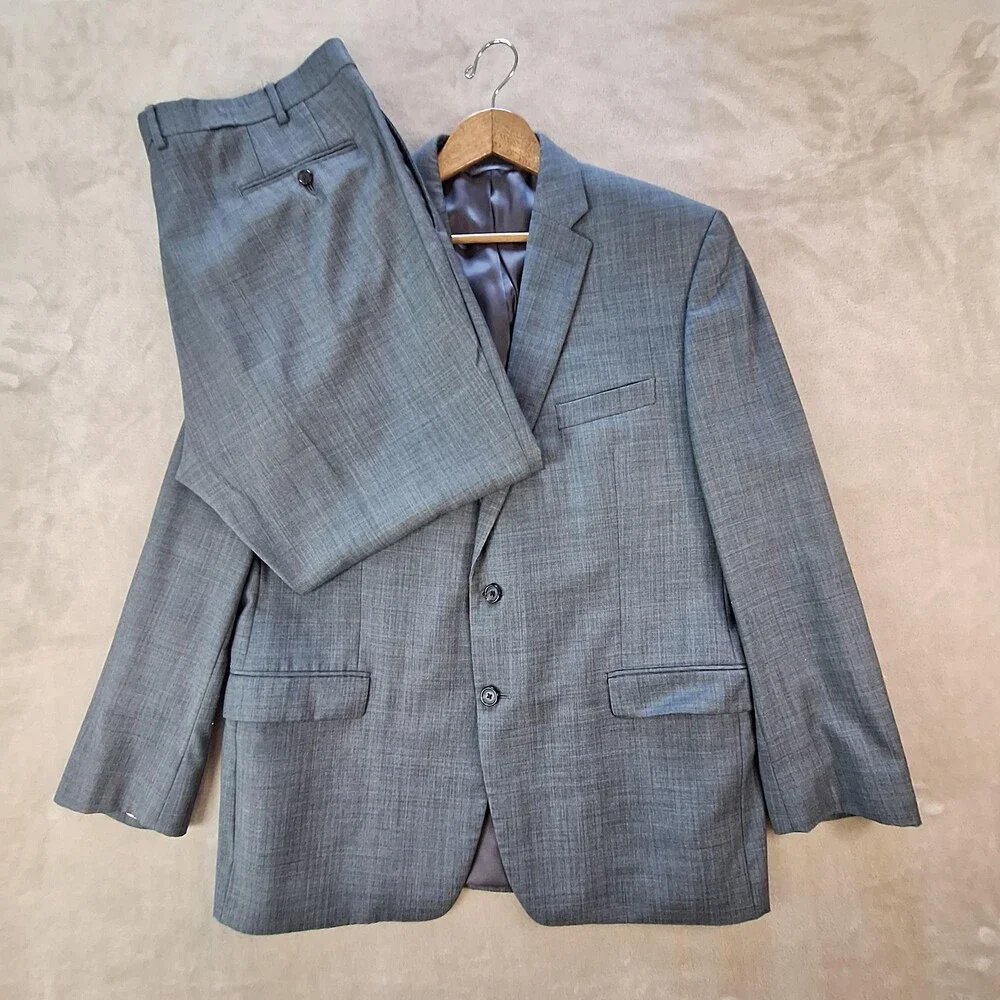 Lauren Ralph Lauren Suit Mens 44 38W Gray Wool Single Vent 2 Btn 2 Piece Formal